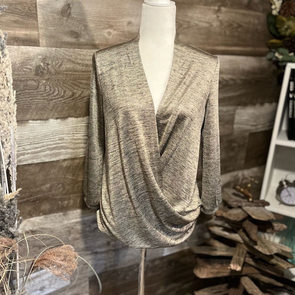 The Limited gold draping front knit v-neck blouse - S